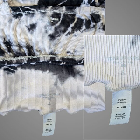 Year of Ours, Leggings & Bra Set, Loungewear Navy Blue/Cream Tie Dye, Sz S - Picture 2 of 5